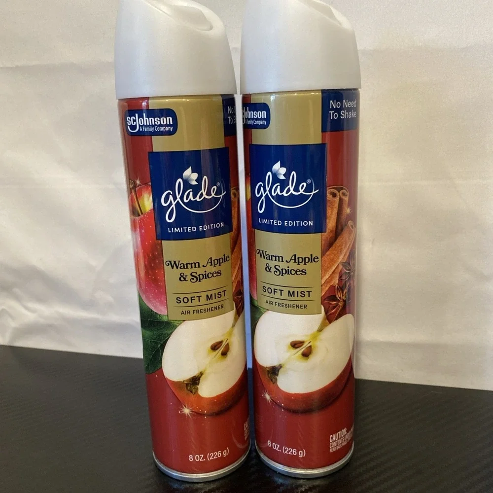 GLADE Soft Mist Warm Apple & Spices Air Fresheners 8.8 Oz Bottles Limited Ed